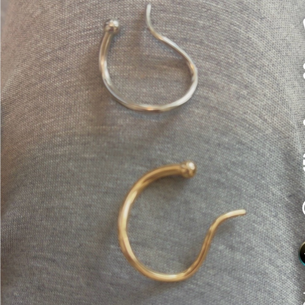 Gold and Silver Open Hoop Ear Cuffs - Minimal Women's Jewelry
